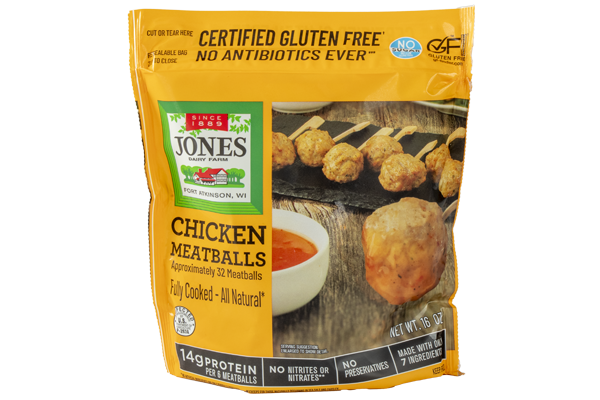 Jones Dairy Farm Chicken Meatballs, Frozen Chicken Meatballs, All Natural Meatballs, Gluten Free Chicken Meatballs, Jones Chicken Meatballs, precooked chicken meatballs