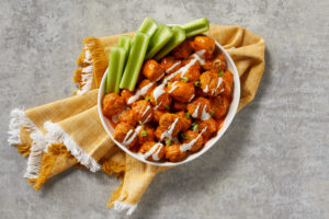 Buffalo Chicken Meatballs, Easy Gameday Appetizer, Fully Cooked Buffalo Chicken Meatballs, Gluten Free, Buffalo Chicken Meatballs with Ranch and Celery