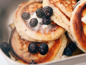 Gluten free blueberry pancakes and sausage