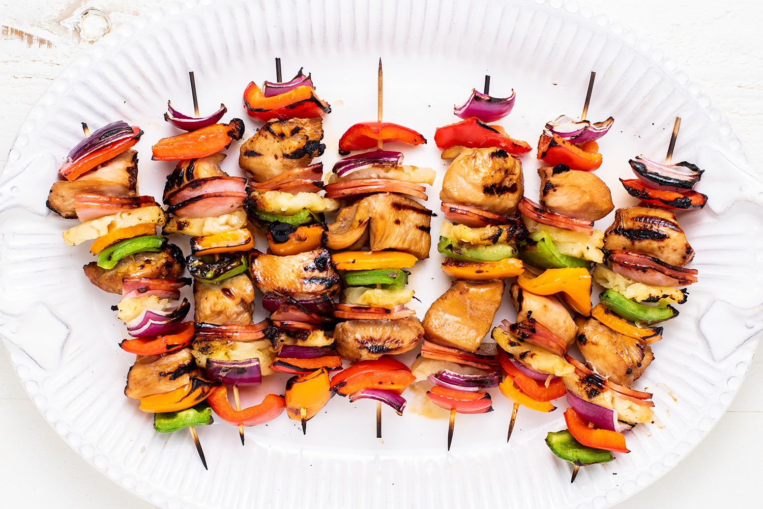 Hawaiian Teriyaki Chicken Skewers with Canadian Bacon