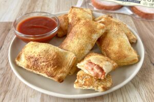 Air fryer pizza pockets with Canadian bacon