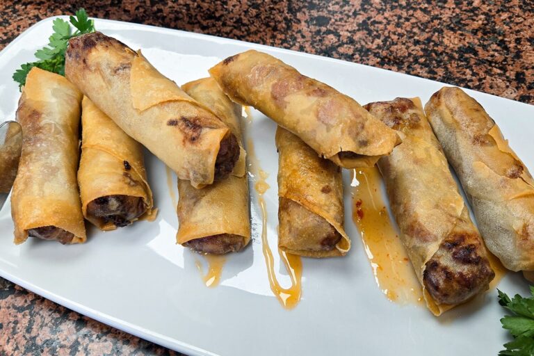 Fried Ham and Cabbage Spring Rolls, Ham Spring Roll, Jones Dairy Farm Uncured No Sugar Ham, Ham Recipe, Leftover Ham Recipes, Foodservice, Food service menu ideas, ham appetizer