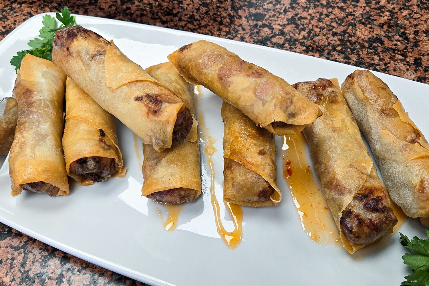Fried Ham and Cabbage Spring Rolls, Ham Spring Roll, Jones Dairy Farm Uncured No Sugar Ham, Ham Recipe, Leftover Ham Recipes, Foodservice, Food service menu ideas, ham appetizer