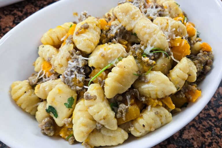 Gnocchi with Sausage and Butternut Squash, Jones Dairy Farm recipes, Sausage recipe, Foodservice recipe, Menu Idea