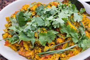 Ham Arroz con Gandules, Jones Dairy Farm Uncured Ham, Jones Recipes, Foodservice Recipe, Food service recipe, Menu ideas, Boneless ham recipe, Leftover ham recipe