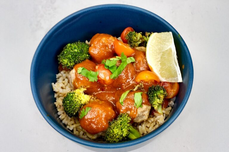 Indian Butter Chicken Meatball & Rice Bowl. Jones Dairy Farm Chicken Meatballs, Foodservice Recipes, CN Recipes, School Recipes, Child Nutrition