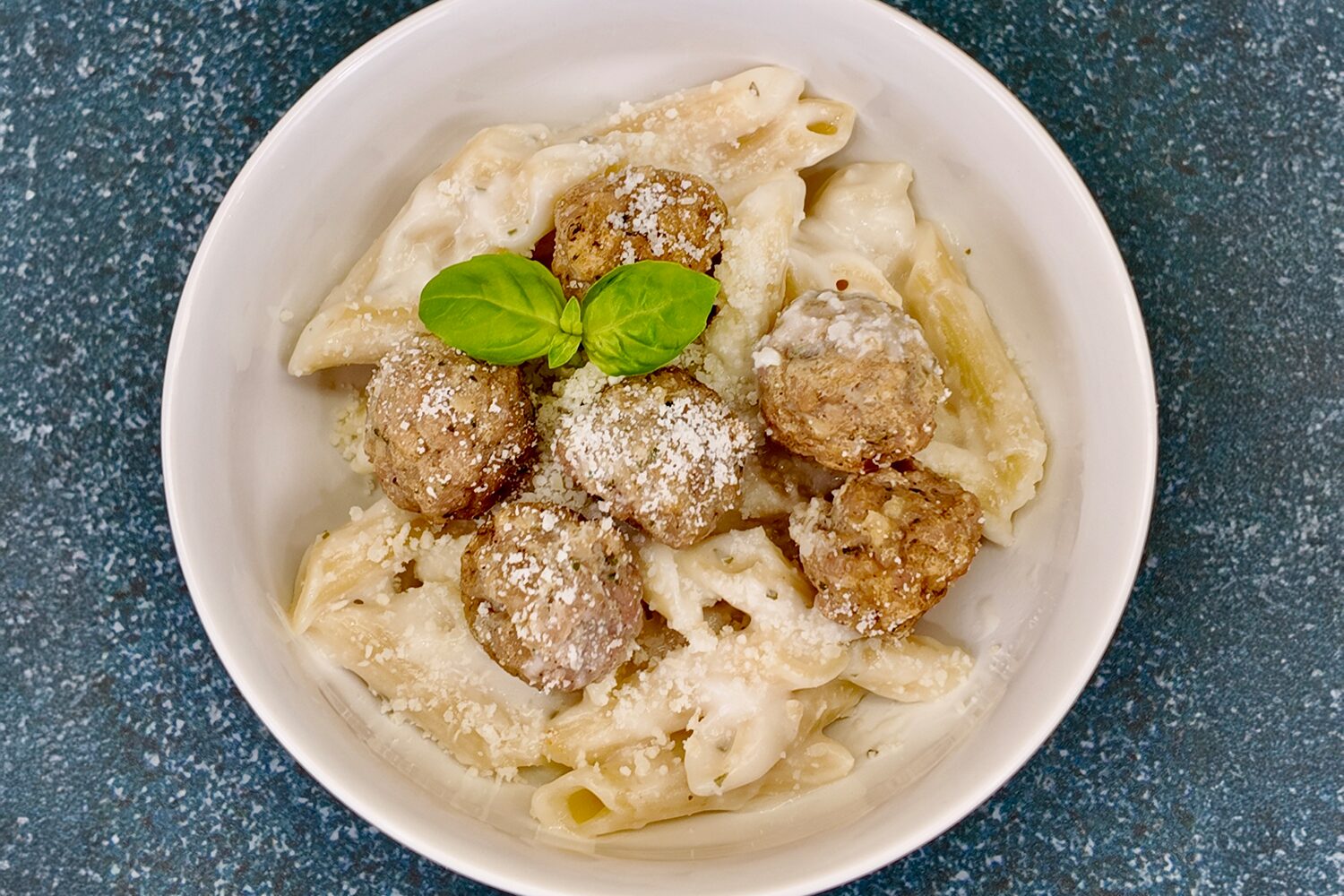Penne Pasta Alfredo with Chicken Meatballs, Jones Dairy Farm Chicken Meatballs, School Recipes, Foodservice Recipes, Child Nutrition, CN Recipes