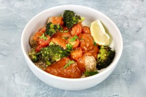 Thai Red Curry Chicken Meatball & Rice Bowl by Jones Dairy Farm, Foodservice Recipe, CN Recipe, Child Nutrition School Recipe