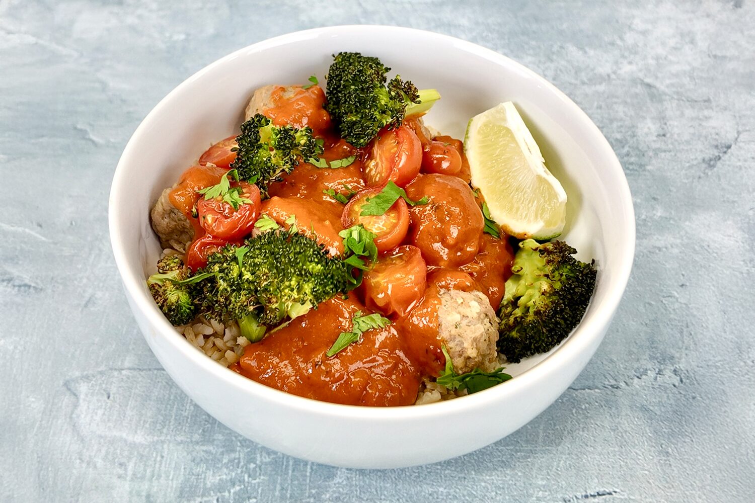 Thai Red Curry Chicken Meatball & Rice Bowl by Jones Dairy Farm, Foodservice Recipe, CN Recipe, Child Nutrition School Recipe