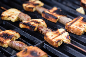 Grilled French Toast and Sausage Kebabs