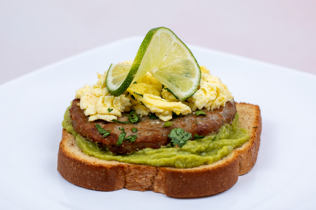 Sausage avocado toast, Foodservice Recipe, CN Recipe, School Recipe, Child Nutrition, Student-Approved K-12 Foodservice Recipe