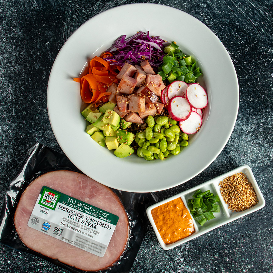 No Antibiotics Ever Heritage Uncured Ham Steak, Jones Ham Steak, Hickory Smoked Ham Steak, All Natural Ham Steak, Easy Ham Steak Dinner, Easy Ham Steak Bowl