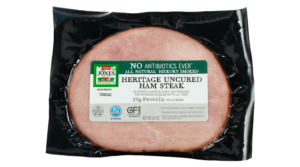 No Antibiotics Ever Heritage Uncured Ham Steak, Jones Ham Steak, Hickory Smoked Ham Steak, All Natural Ham Steak