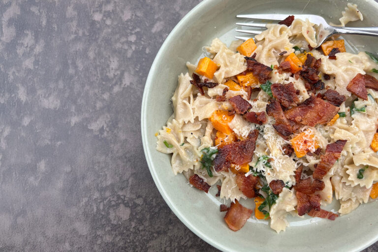 Roasted Butternut Squash Alfredo with Bacon, Comforting Butternut Squash Bacon Pasta Recipe