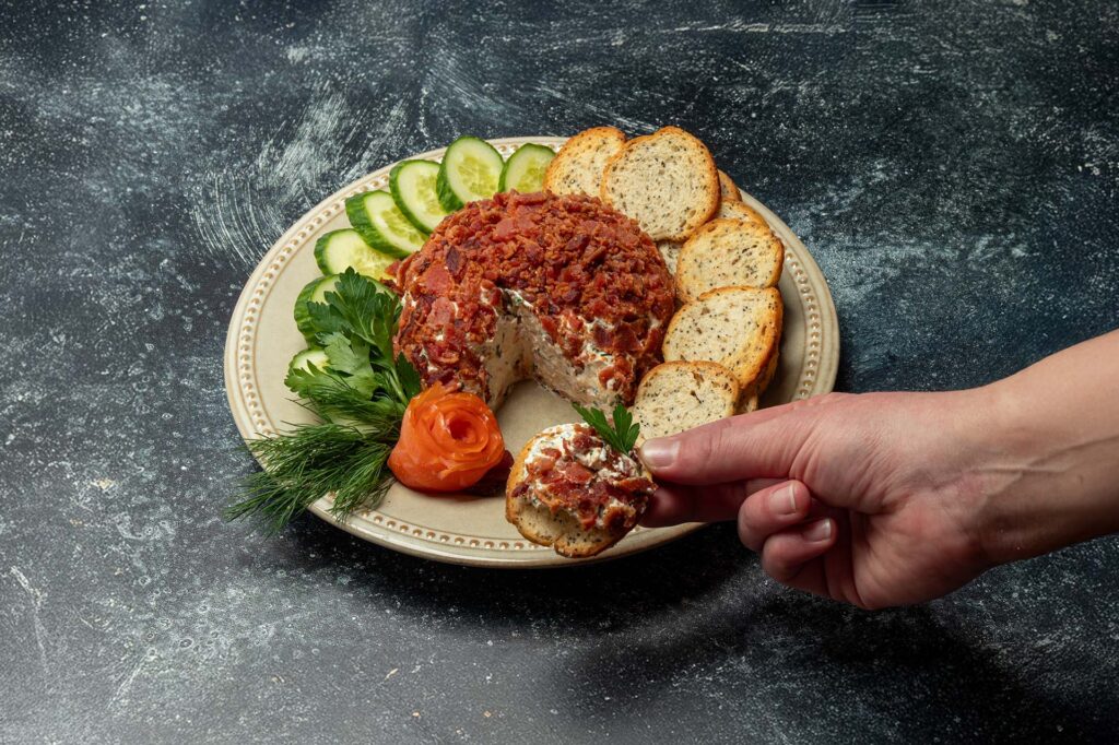 bacon cheeseball, easy cheese ball, best cheese ball recipe, Christmas cheeseball, easy cheese ball for holiday entertaining, retro cheeseball recipes