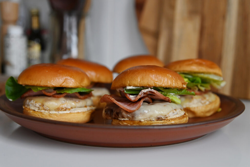 Chicken Cordon Bleu Burgers with Canadian Bacon