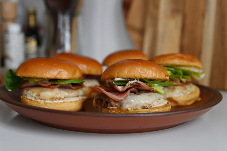 Chicken Cordon Bleu Burgers with Canadian Bacon