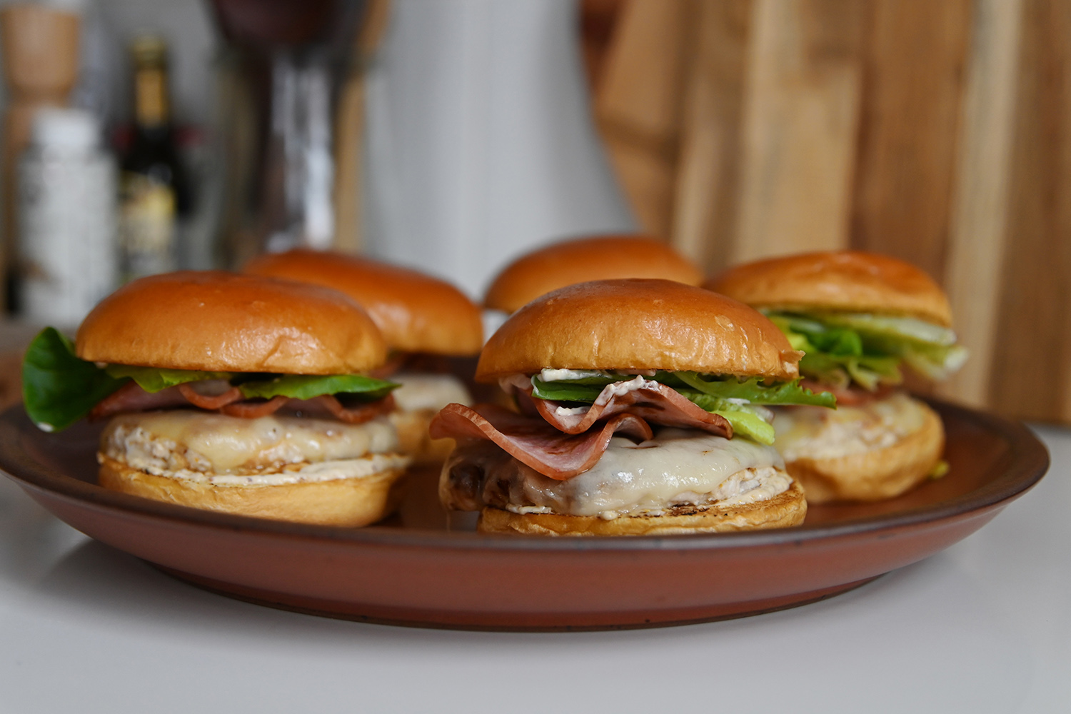 Chicken Cordon Bleu Burgers with Canadian Bacon