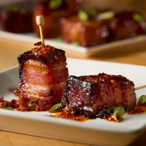 Jones Dairy Farm dry-aged cherrywood smoked bacon bites.
